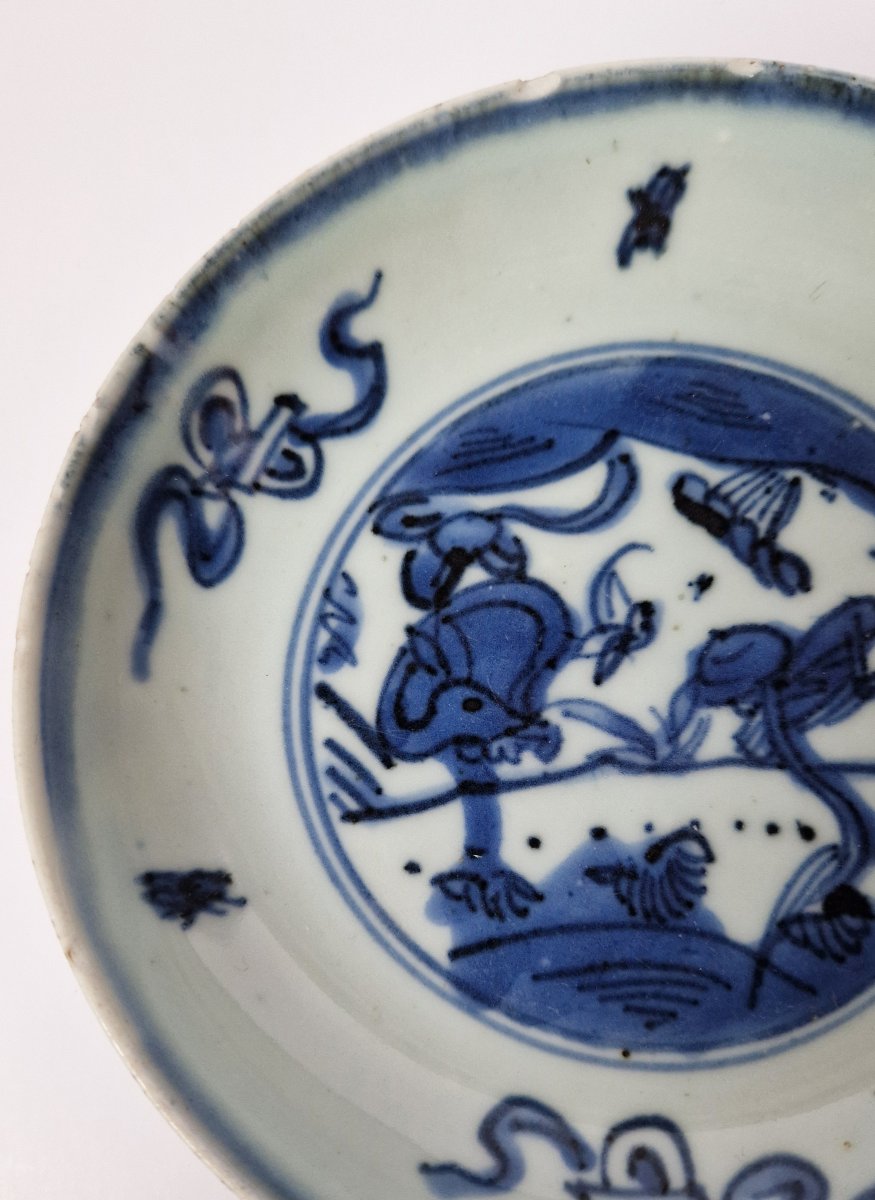 Plat Chinois Ming Wanli « Kraak » bleu et blanc, vers 1600  Diam 13.2 cm-photo-8