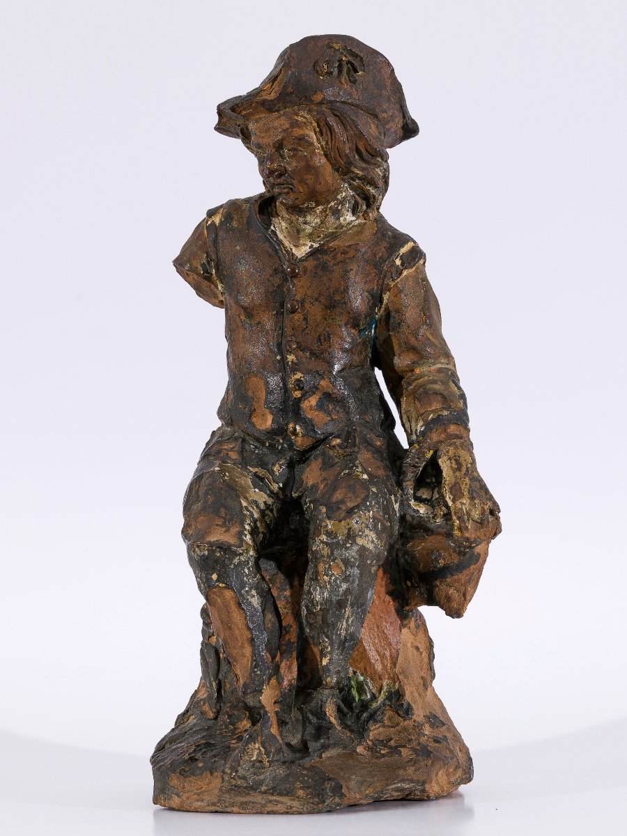 Statuette en terre cuite représentant un figure, Pays-Bas, XVIIe siècle, cercle Pieter Xavery