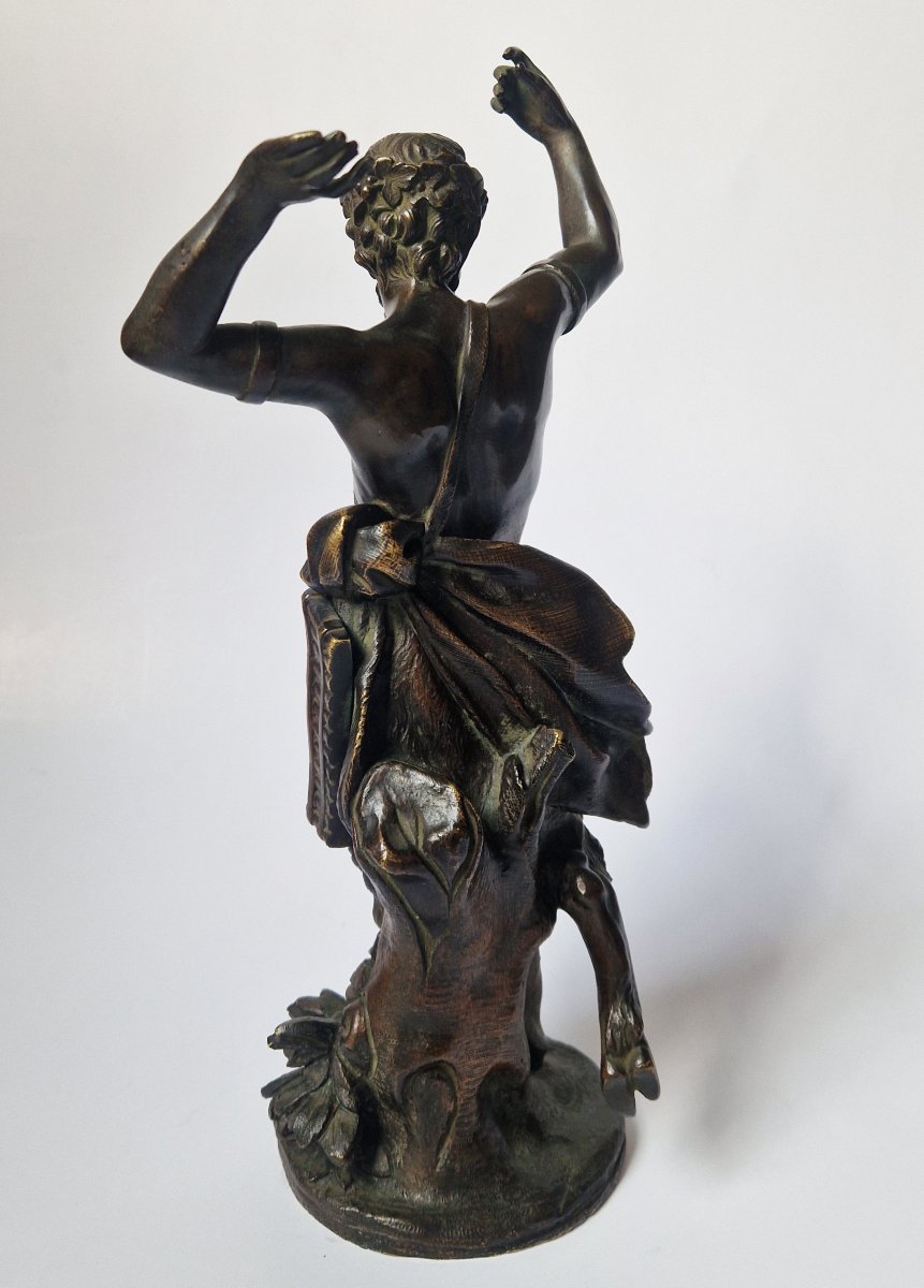 Grand Tour Bronze Statuette Of A Dancing Faun, The Model Attributed To Clodion Ca 1800-photo-4