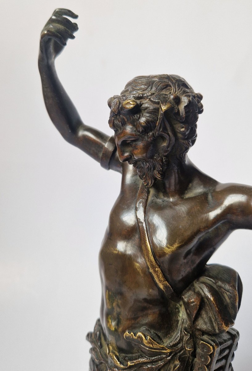 Grand Tour Bronze Statuette Of A Dancing Faun, The Model Attributed To Clodion Ca 1800-photo-2