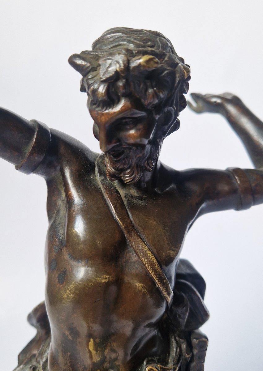 Grand Tour Bronze Statuette Of A Dancing Faun, The Model Attributed To Clodion Ca 1800-photo-3