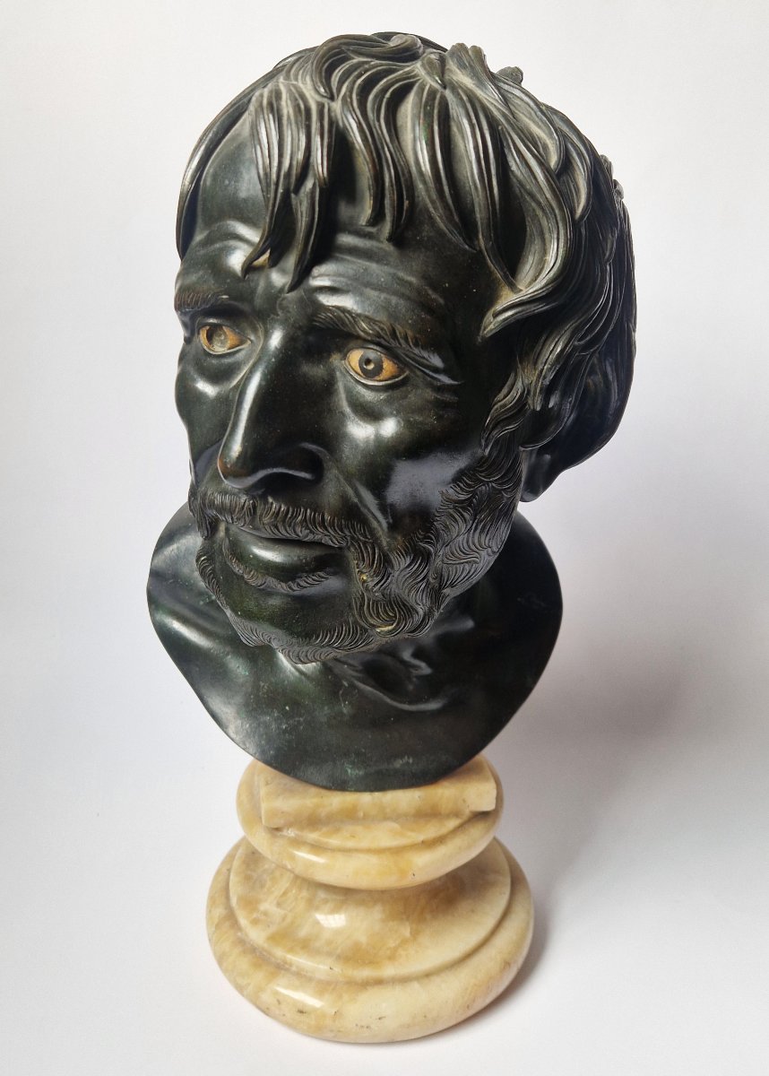 Buste en bronze italien «Grand Tour», d'après l'antique, dit « Pseudo-Sénèque », vers 1800