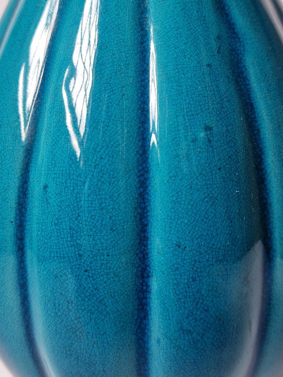 A Monochrome Vase In Turquoise Chinese 19th Century Porcelain With Louis XVI Style Mounts-photo-5