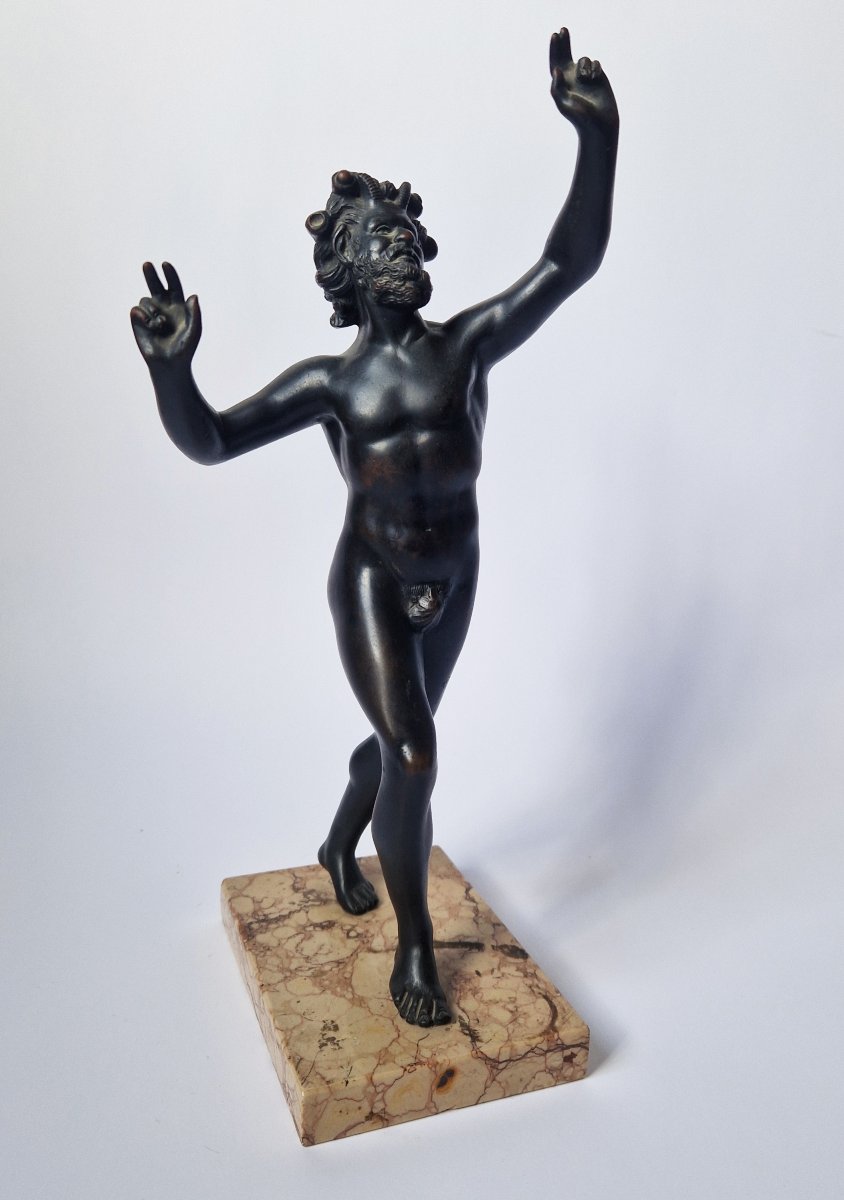 19th-century Grand Tour Bronze Statuette Depicting A Dancing Faun, Based On An Ancient Model-photo-2