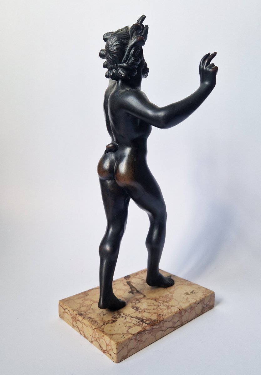 19th-century Grand Tour Bronze Statuette Depicting A Dancing Faun, Based On An Ancient Model-photo-2
