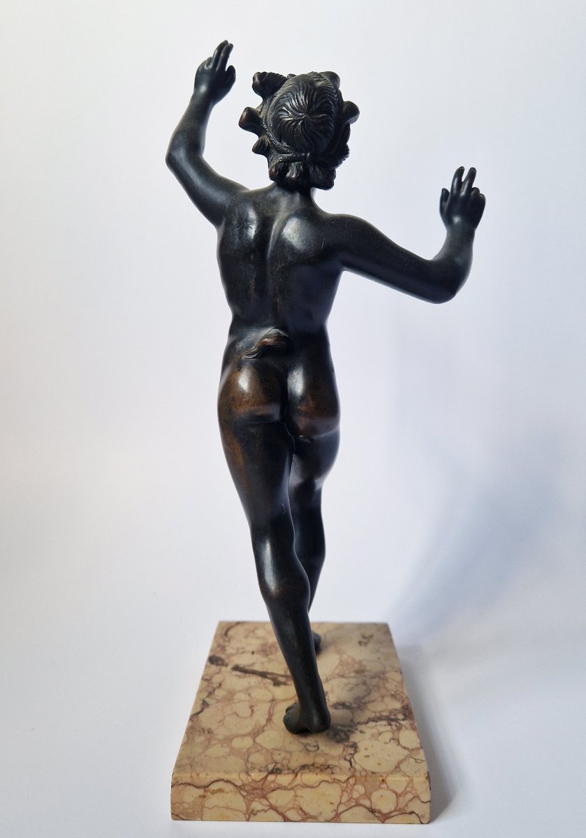 19th-century Grand Tour Bronze Statuette Depicting A Dancing Faun, Based On An Ancient Model-photo-3