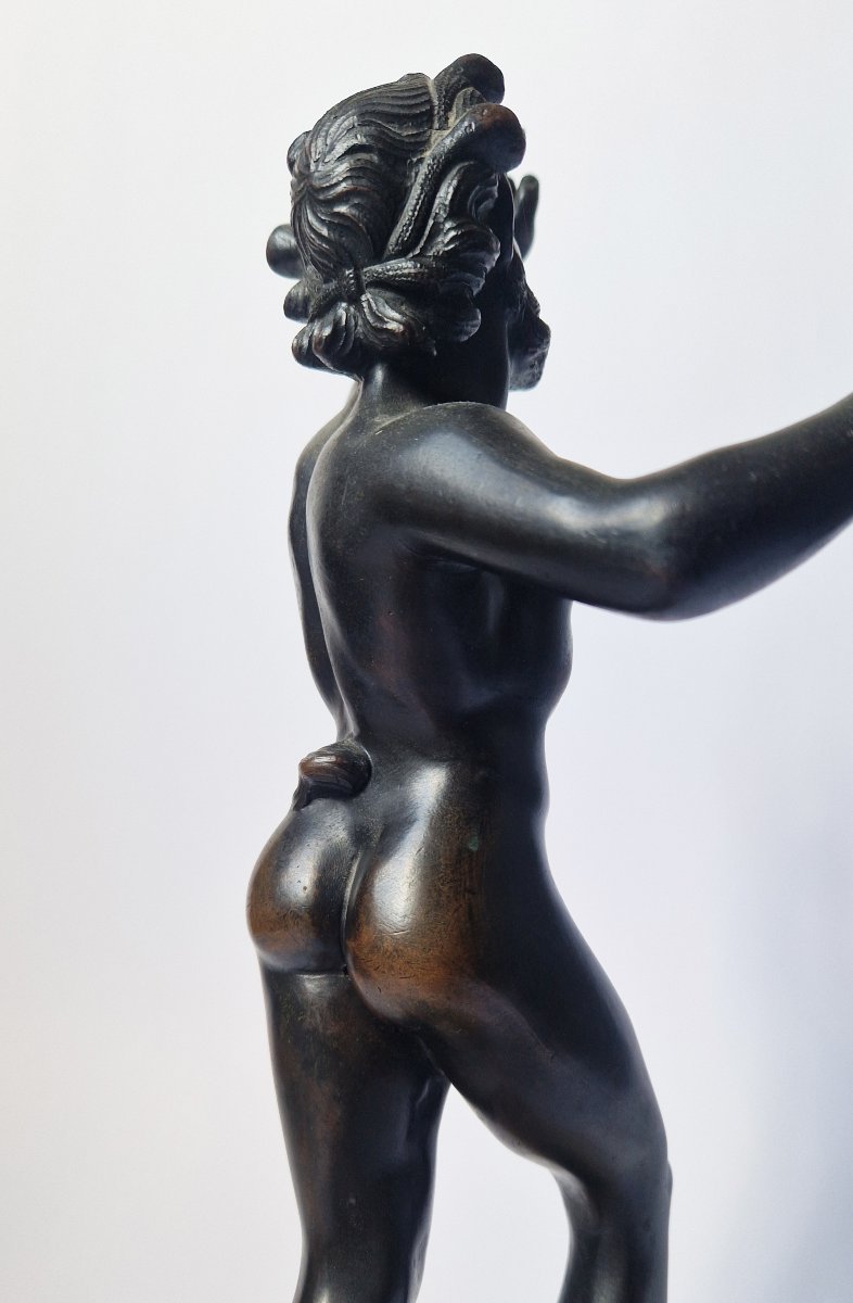 19th-century Grand Tour Bronze Statuette Depicting A Dancing Faun, Based On An Ancient Model-photo-5