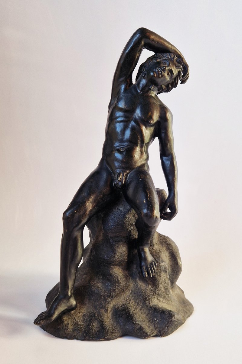 19th Century Grand Tour Bronze Statuette Of The Sleeping Faun, Signed Masulli-photo-2