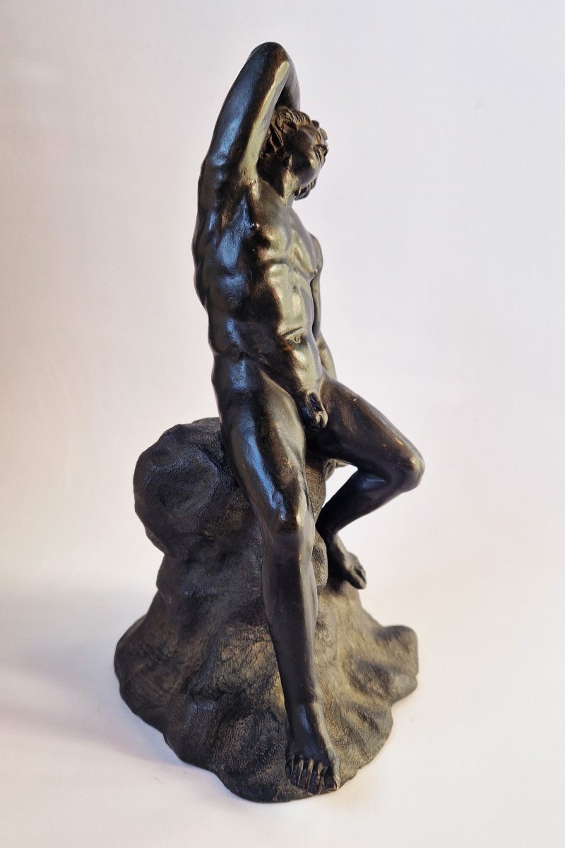 19th Century Grand Tour Bronze Statuette Of The Sleeping Faun, Signed Masulli-photo-3