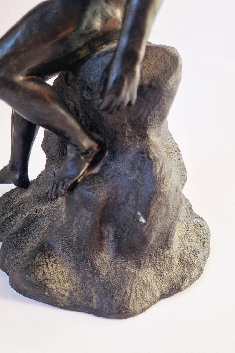 19th Century Grand Tour Bronze Statuette Of The Sleeping Faun, Signed Masulli-photo-6