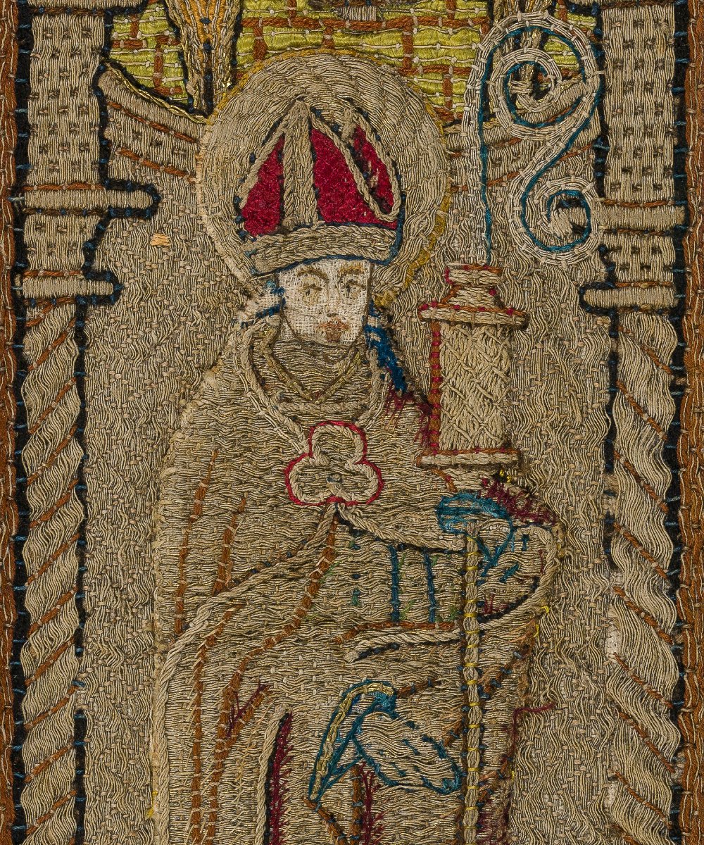 Fragment de bande d'orfroi brodée de la Renaissance Saint Nicolas, vers 1520 Pays-Bas -photo-3