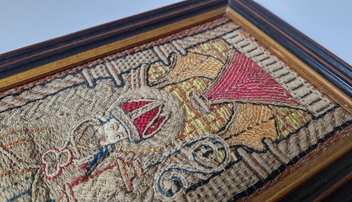 Fragment de bande d'orfroi brodée de la Renaissance Saint Nicolas, vers 1520 Pays-Bas -photo-2