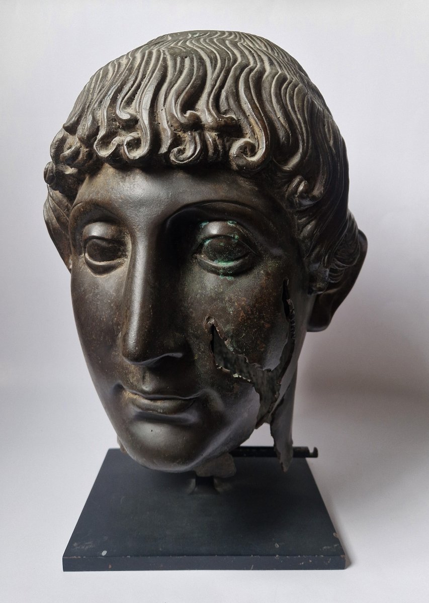 Grand Tour Bronze Head Of A Youth After The Antique, Probably Circa 1900-photo-2