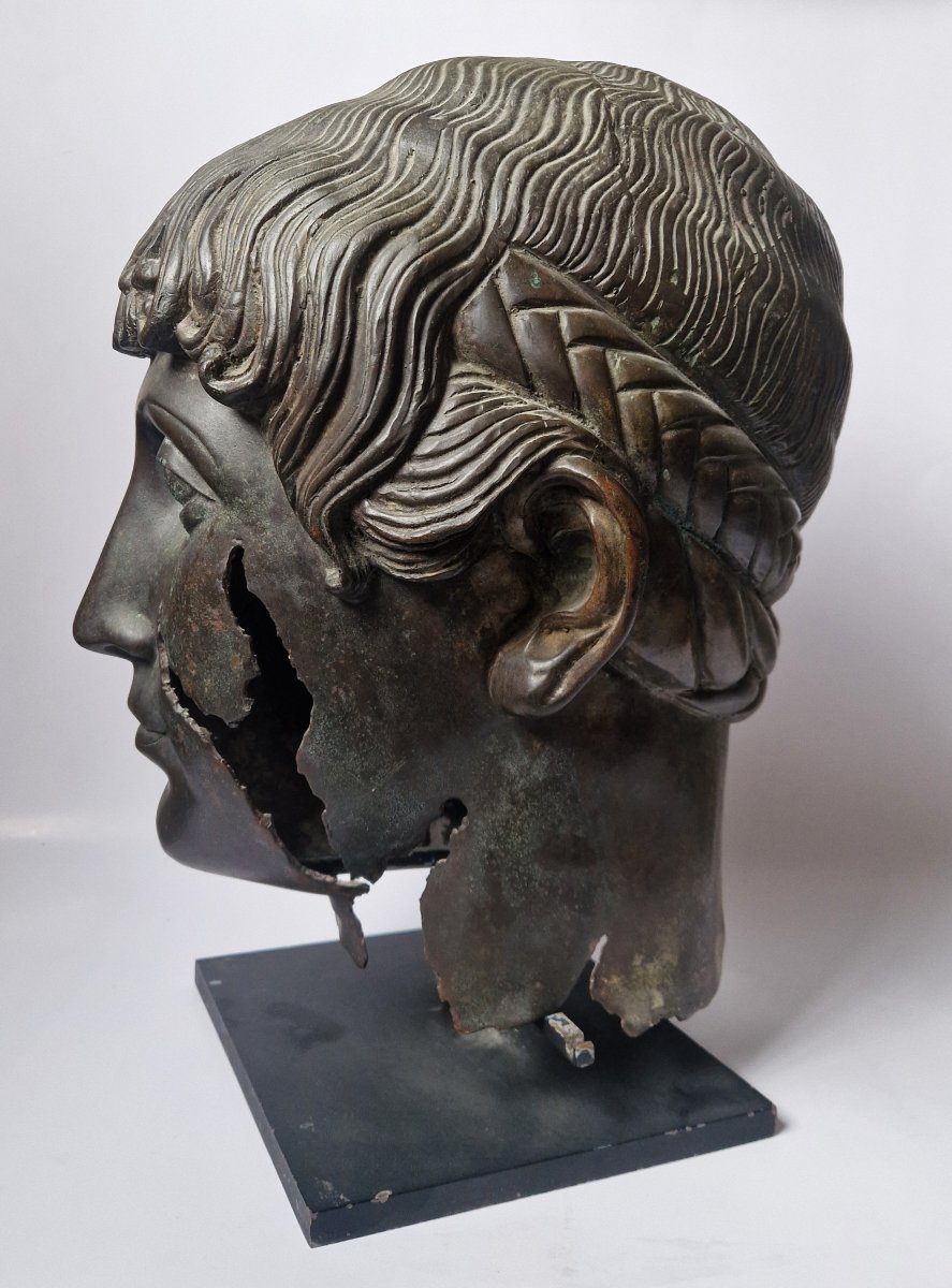 Grand Tour Bronze Head Of A Youth After The Antique, Probably Circa 1900-photo-3