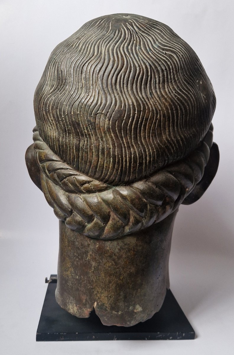Grand Tour Bronze Head Of A Youth After The Antique, Probably Circa 1900-photo-1