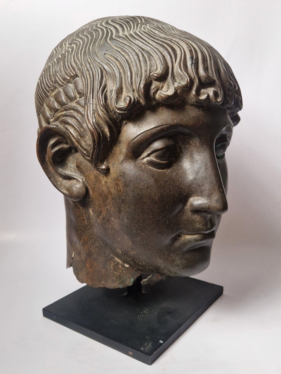 Grand Tour Bronze Head Of A Youth After The Antique, Probably Circa 1900-photo-2