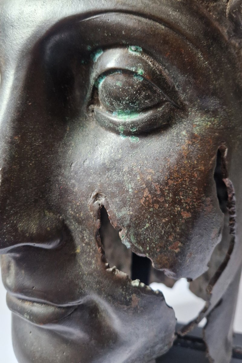 Grand Tour Bronze Head Of A Youth After The Antique, Probably Circa 1900-photo-7