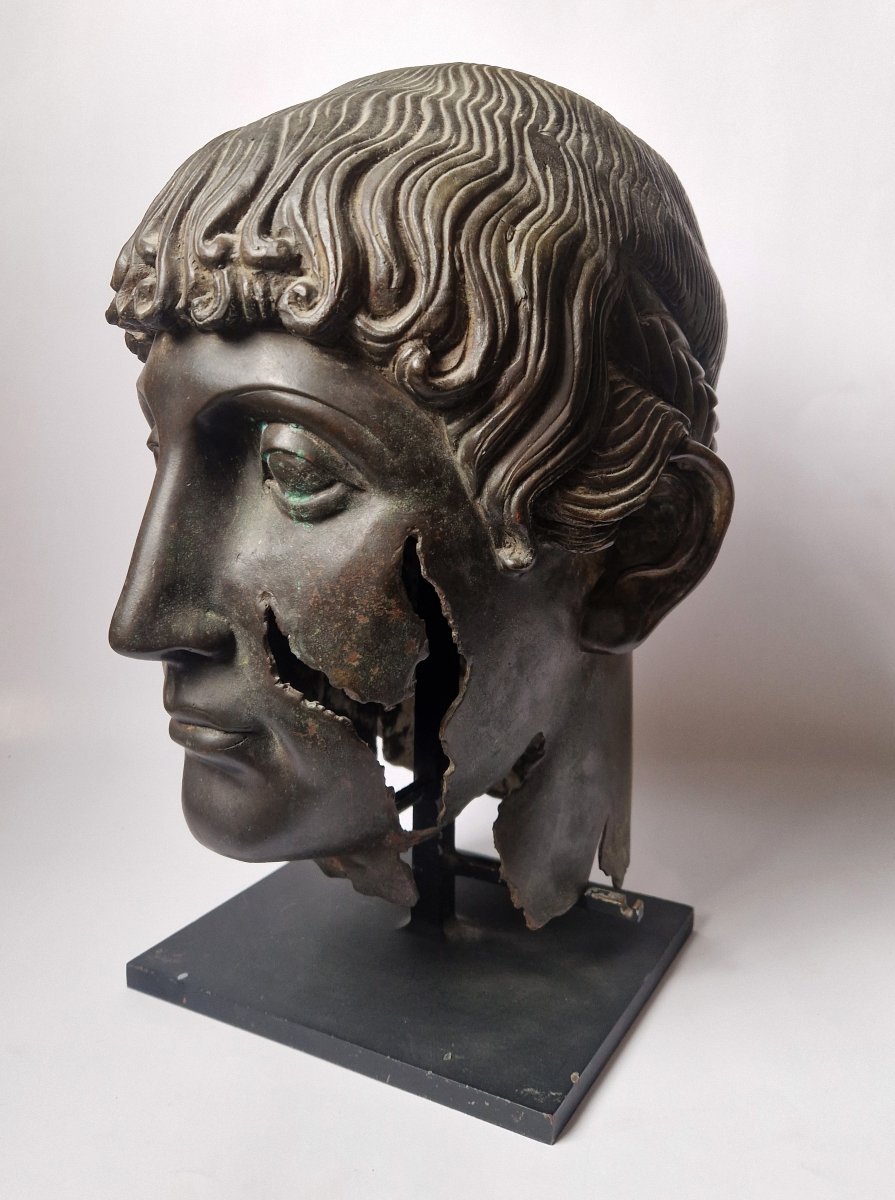 Grand Tour Bronze Head Of A Youth After The Antique, Probably Circa 1900