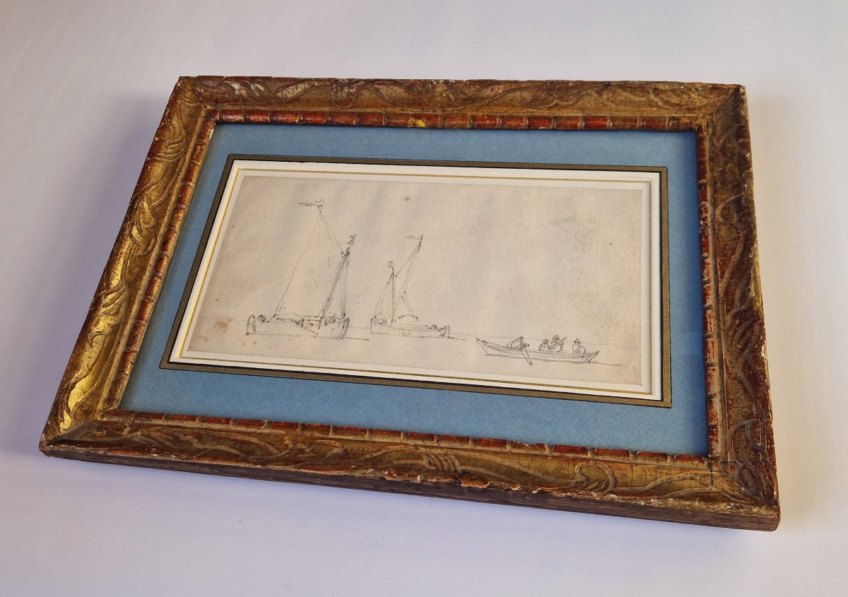 Dessin ancien XVIIe Marine par Willem van de Velde II (Leyde 1633 – 1707 Londres) -photo-3