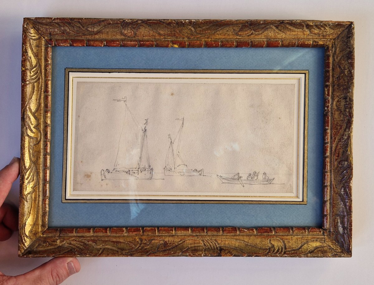 Dessin ancien XVIIe Marine par Willem van de Velde II (Leyde 1633 – 1707 Londres) -photo-6
