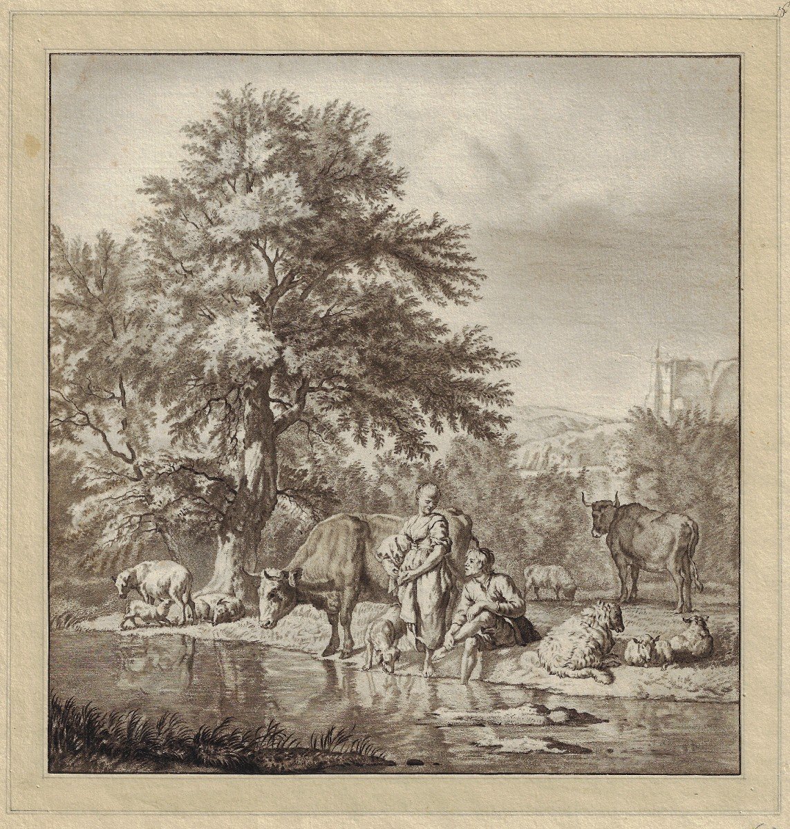 Cornelis Ploos Van Amstel (weesp 1726 – 1798 Amsterdam) Gravure A Manière De Dessin-photo-2