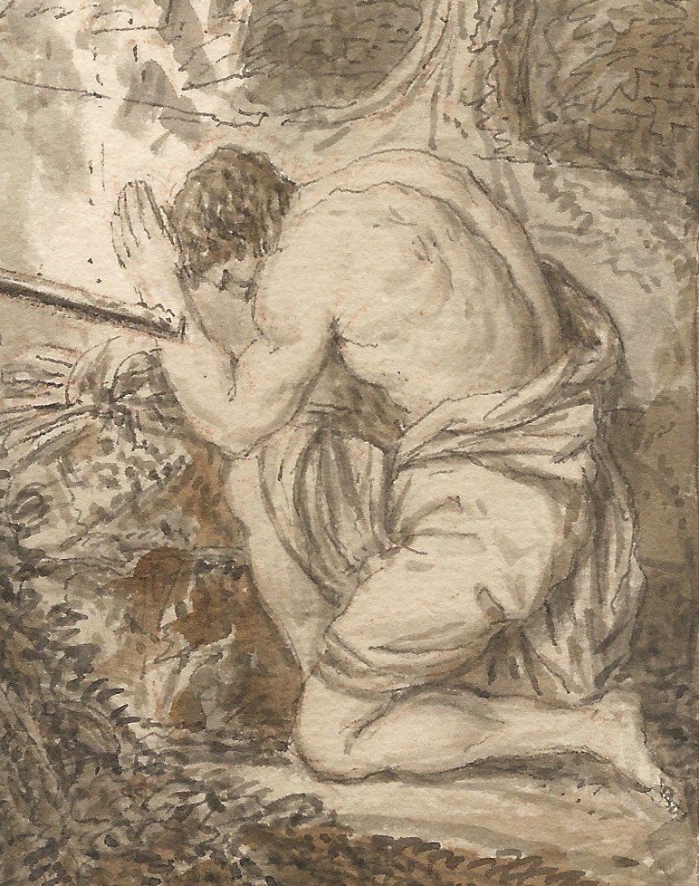 Louis Fabritius Dubourg (1693-1775) Old Master Drawing The Offering Of Cain And Abel-photo-3