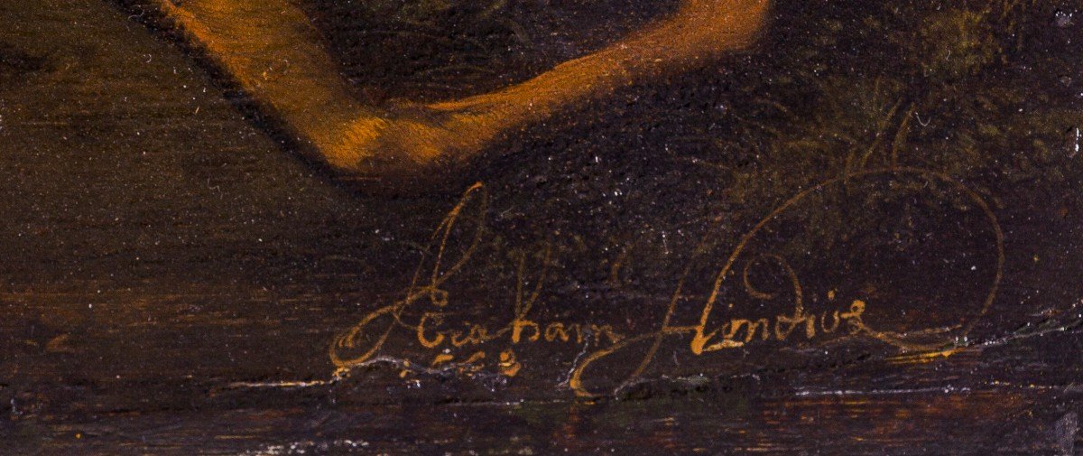 Peinture Ancien Par Abraham Hondius (rotterdam C.1631 - 1691 Londres)  Chiens Se Disputant -photo-1