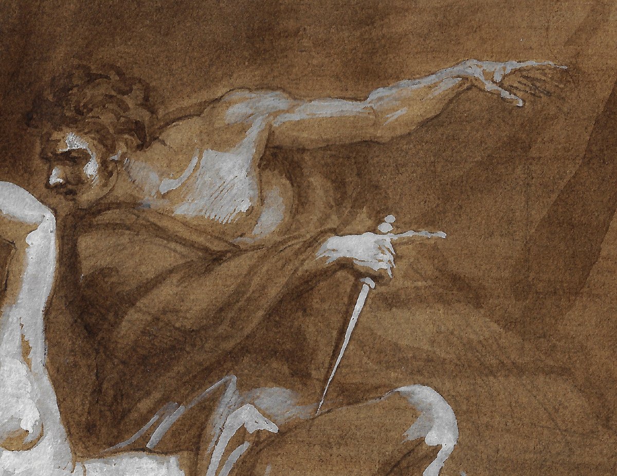 Dessin Ancien Par Giovanni Fontana (gênes 1795 - 1845 Gênes) Scène Mythologique -photo-3