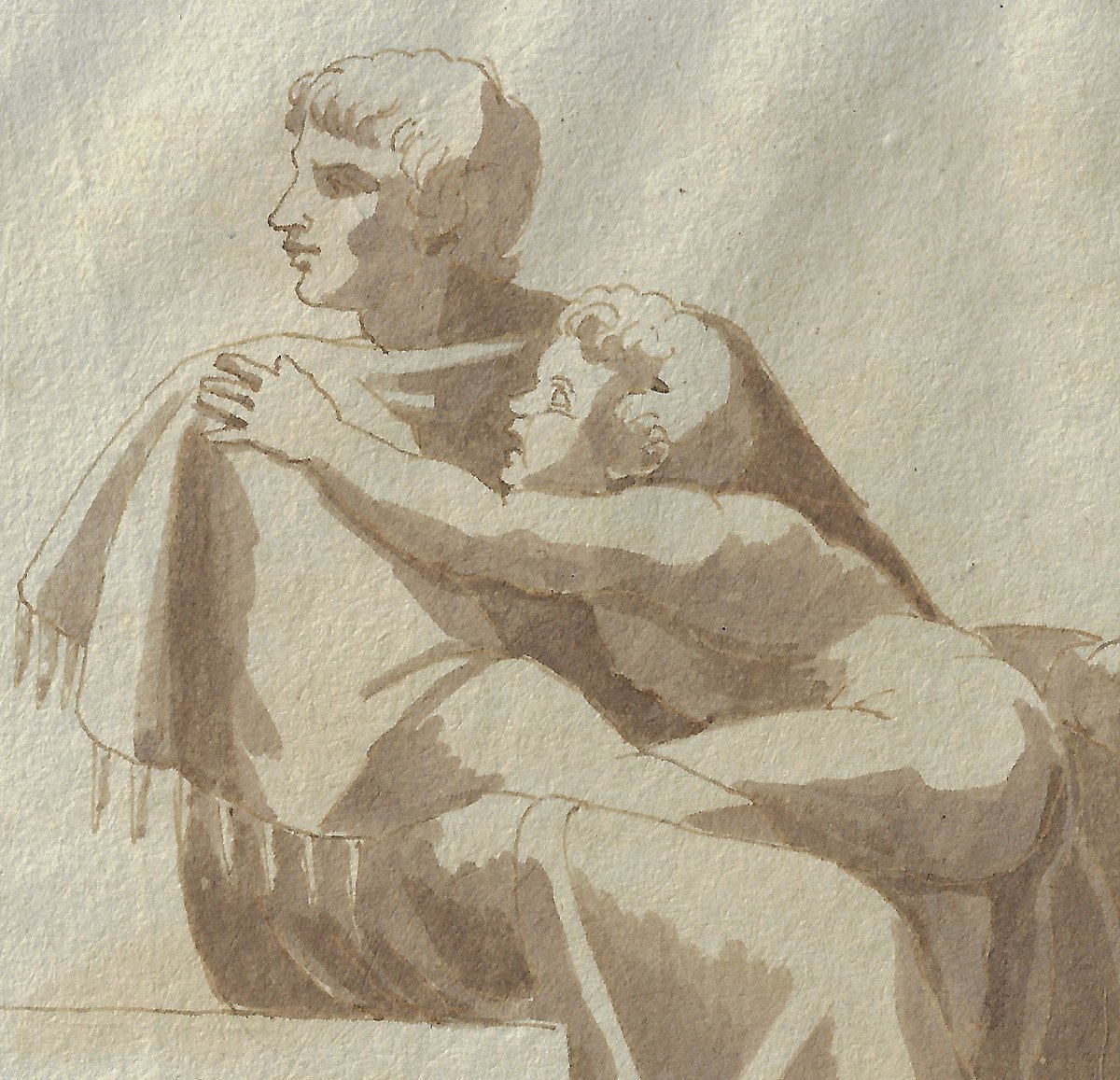 Dessin Ancien Par Giovanni Fontana (gênes 1795 - 1845 Gênes) Scène Mythologique -photo-3