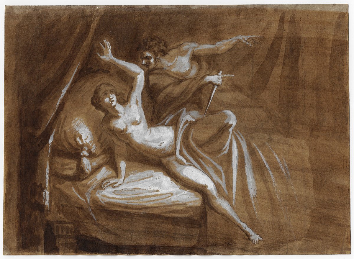 Dessin Ancien Par Giovanni Fontana (gênes 1795 - 1845 Gênes) Scène Mythologique 