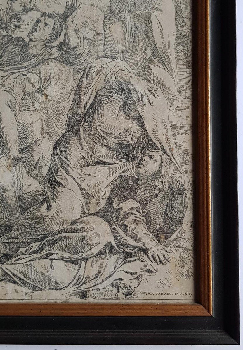 Très Rare Gravure Du XVIIe Siècle par Simone Cantarini d'Après L. Carracci -photo-2