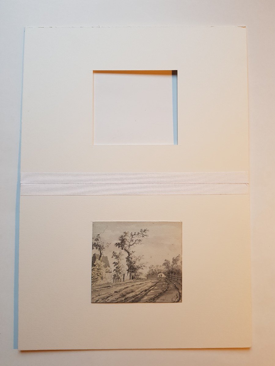 18th C Dutch Old Master Drawing By Hendrik Tavenier (haarlem 1734-1807) View Of Nootdorp-photo-2