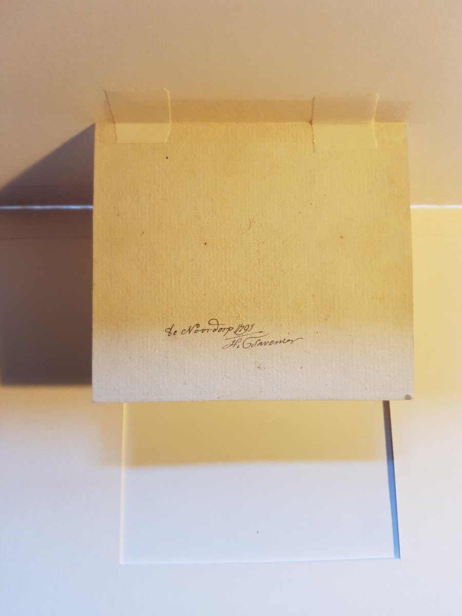 18th C Dutch Old Master Drawing By Hendrik Tavenier (haarlem 1734-1807) View Of Nootdorp-photo-3