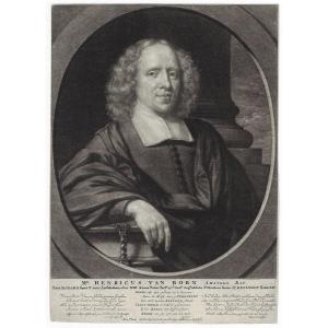 17thc Mezzotint By Abraham Blooteling (1640-1690) Portrait Of Henricus Van Born Circa 1685