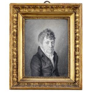 Dessin XIXe Par Albert Christoph Reindel (1784-1853)  Portrait d'Un Jeune Homme Daté 1806