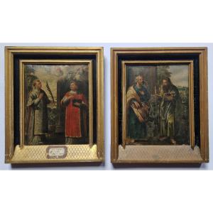 Paire de tableaux du XVIIe siècleercle de Juan Ribalta (Valence 1597-1628) Quatre Saints