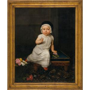 Old Master Painting Ca 1820 Attributed To Louis Hersent (1777-1860) Portrait Of A Child
