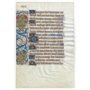 15th Century Illuminated Page From A Book Of Hours - Probably France Or Flanders