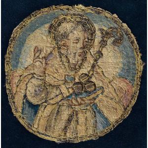 Médaillon d'orfroi brodé Saint Étienne, Italie ou Espagne, vers 1575  