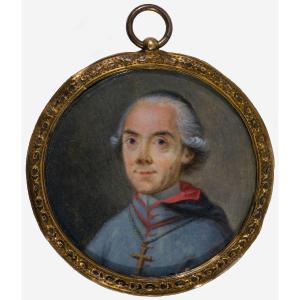 French School, C. 1775 Portrait Miniature Of A Cardinal, Possibly De Loménie