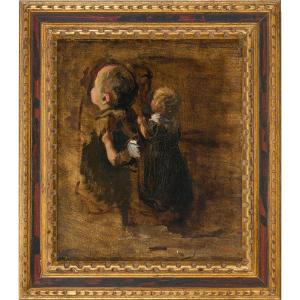 Albert Neuhuys (utrecht 1844–1914) Three Studies Of A Child - Oil On Paper