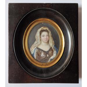 18th-century French School Portrait Miniature Of Madame De Maintenon