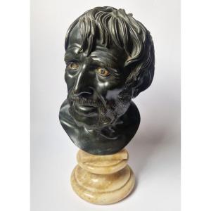 Buste en bronze italien «Grand Tour», d'après l'antique, dit « Pseudo-Sénèque », vers 1800