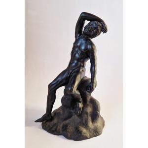 Statuette en bronze du Faune Endormi Grand Tour XIXe siècle, signée Masulli