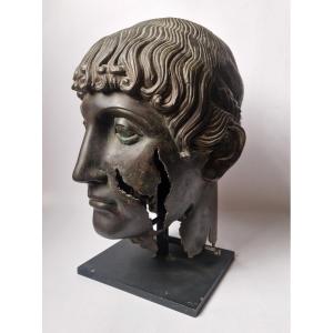 Grand Tour Bronze Head Of A Youth After The Antique, Probably Circa 1900
