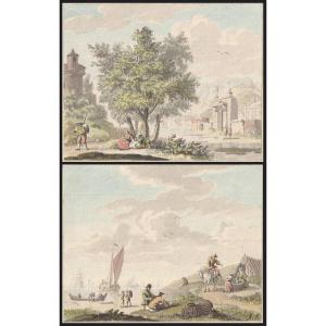 Dessins Anciens Nicolaes Aartman (amsterdam 1713 - 1760 Amsterdam)  Paire De Paysages