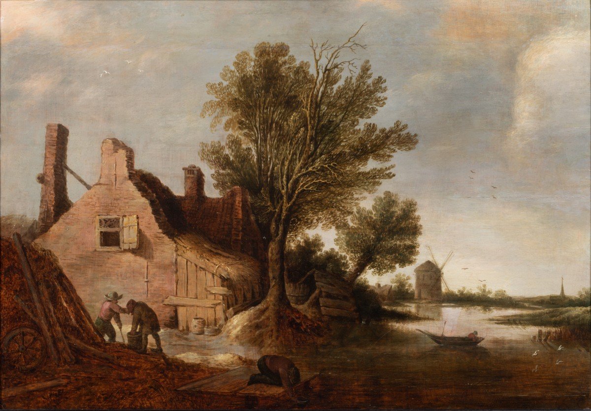 Landscape - Dutch School Follower Of Jan Van Goyen (1596-1656)-photo-2