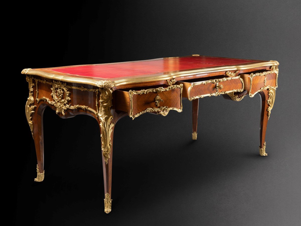 Bureau Plat De Style Louis XV Par Paul Sormani Vers 1870-photo-1
