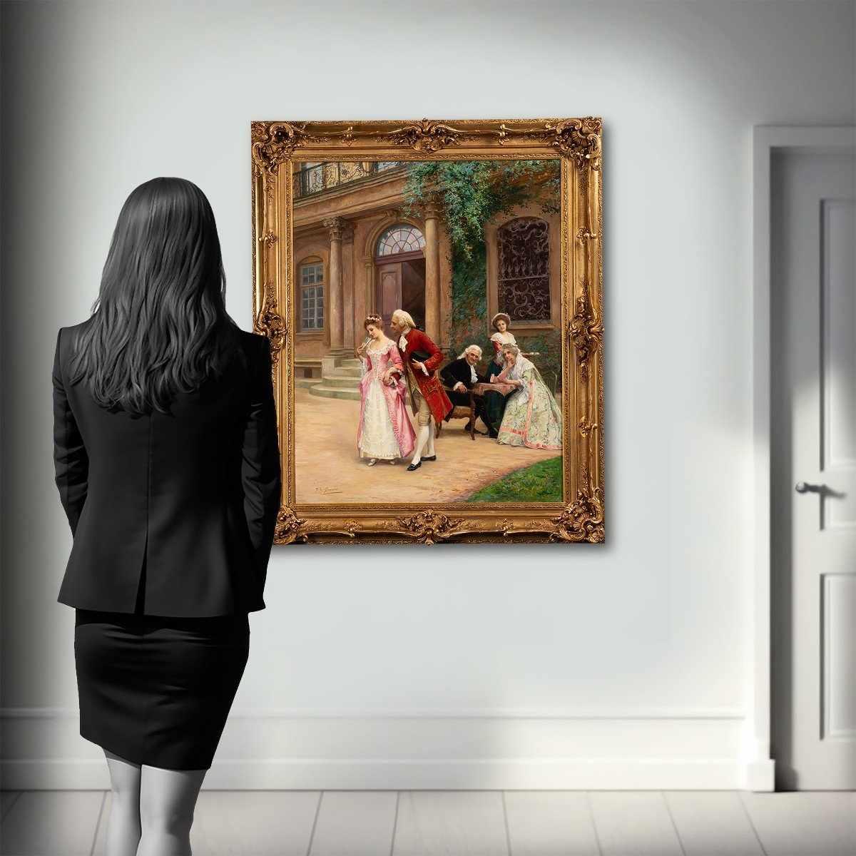 Jules Girardet - Romantic Scene Around 1880-photo-3