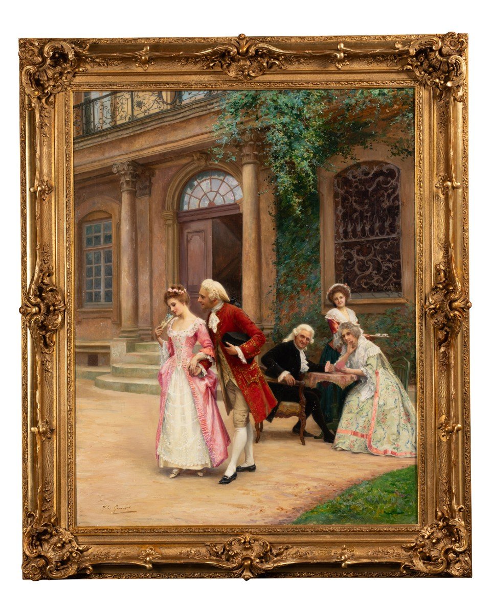 Jules Girardet - Romantic Scene Around 1880